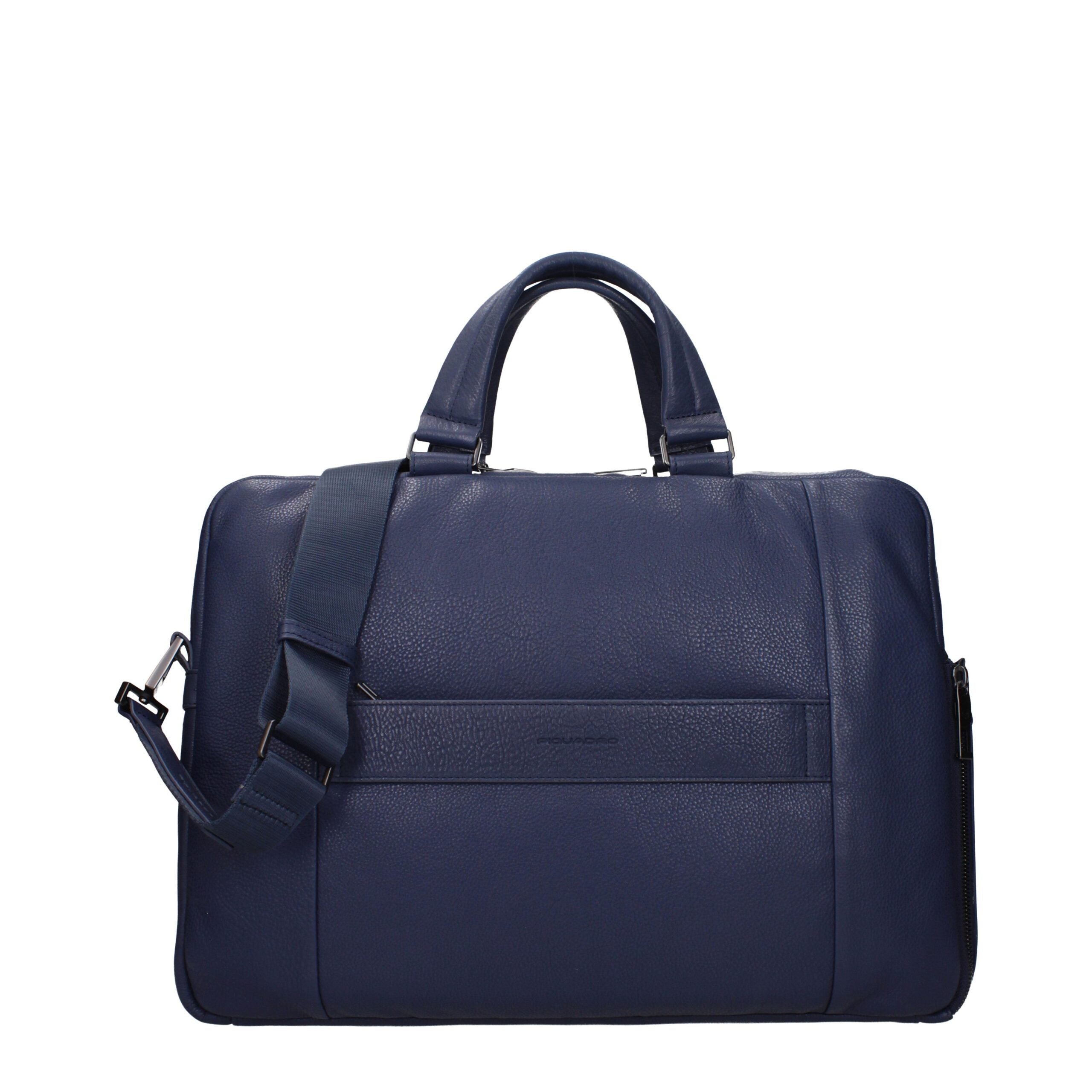 Blue Leather Business And Laptop Bags Piquadro