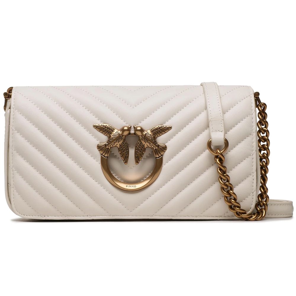 White Calfskin Women Crossbody Bag PINKO