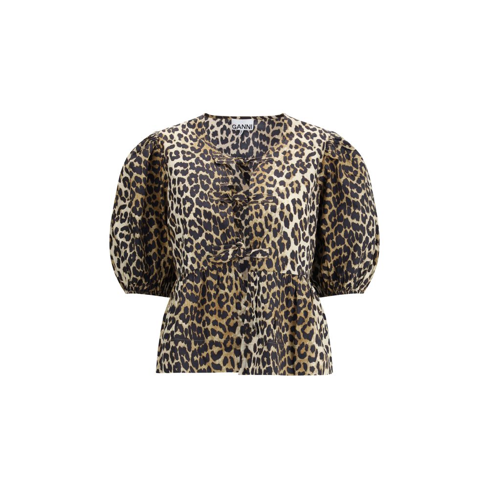 Leopard cotton Shirt Ganni