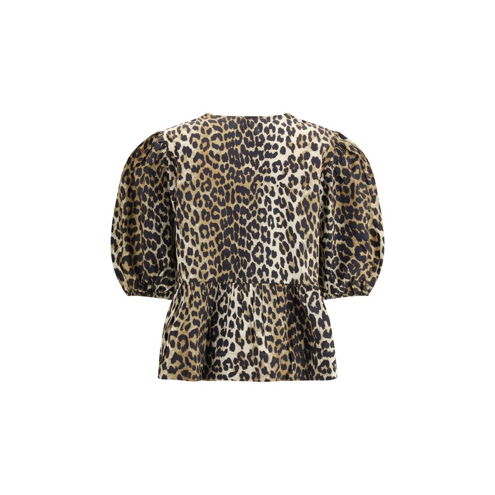 Leopard cotton Shirt Ganni