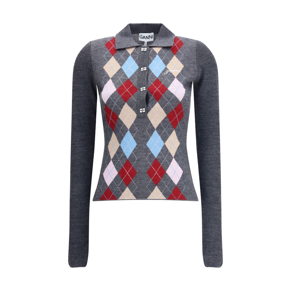 Print polo Sweater Ganni