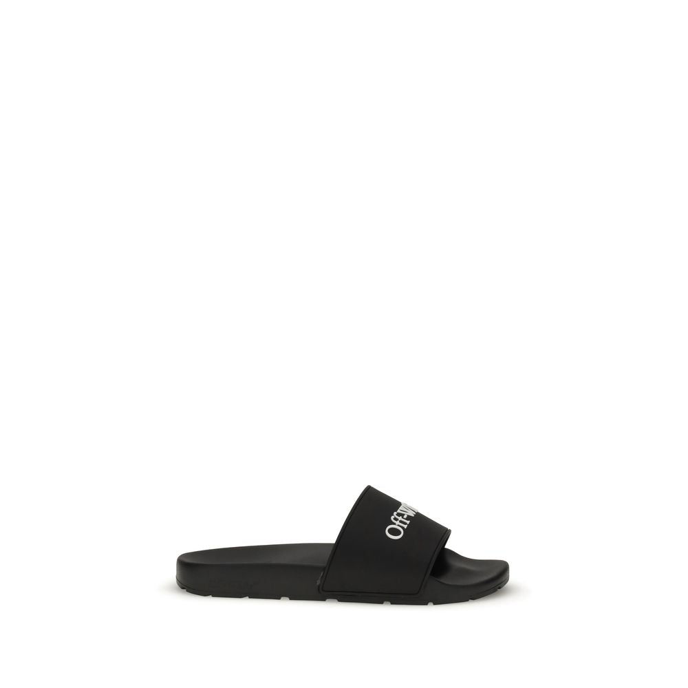Black Slides with Bookish Logo Off-White