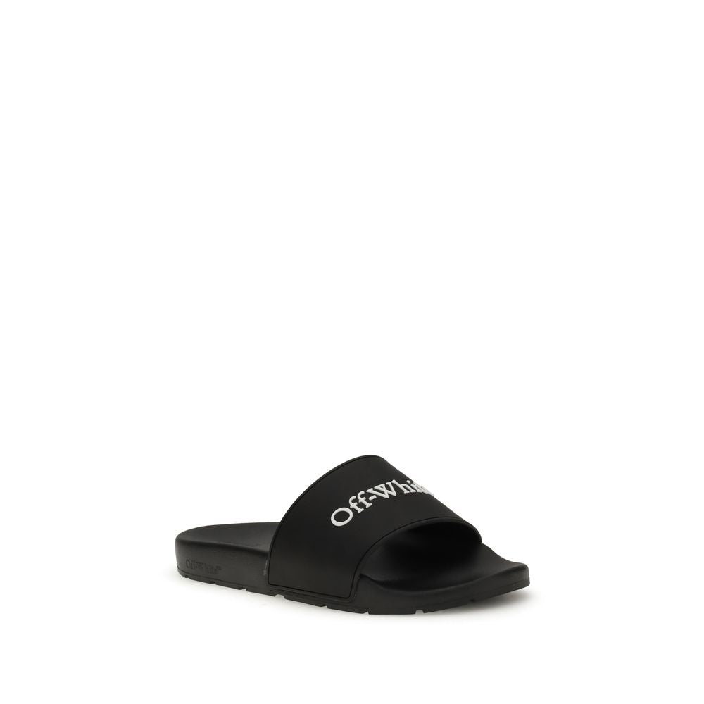 Black Slides with Bookish Logo Off-White