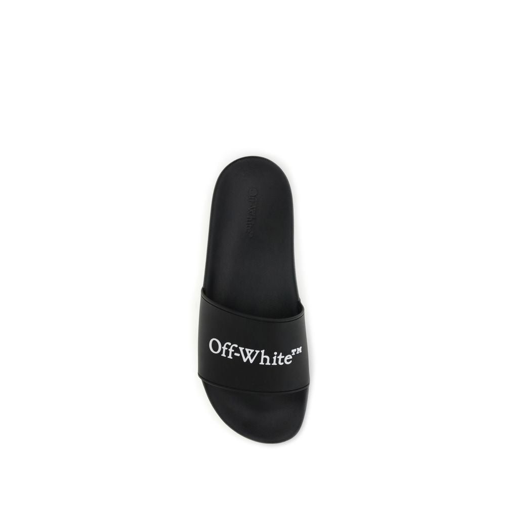 Black Slides with Bookish Logo Off-White
