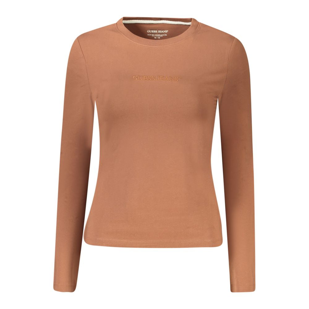 Brown Cotton Women T-Shirt Guess Jeans