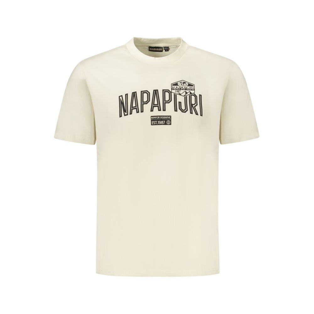 Beige Cotton Men T-Shirt Napapijri