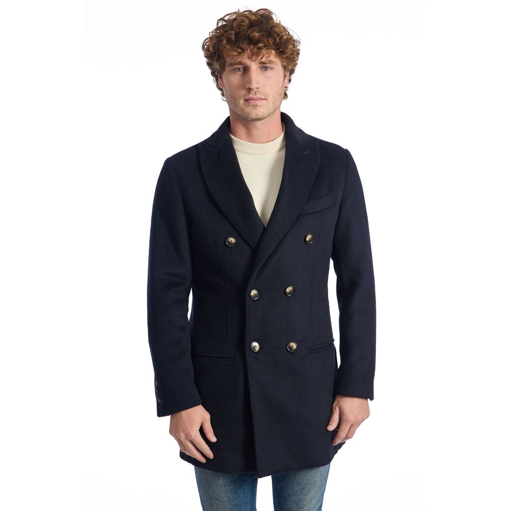 Blue Wool Men's Short Jacket Roberto Pepe Luxury