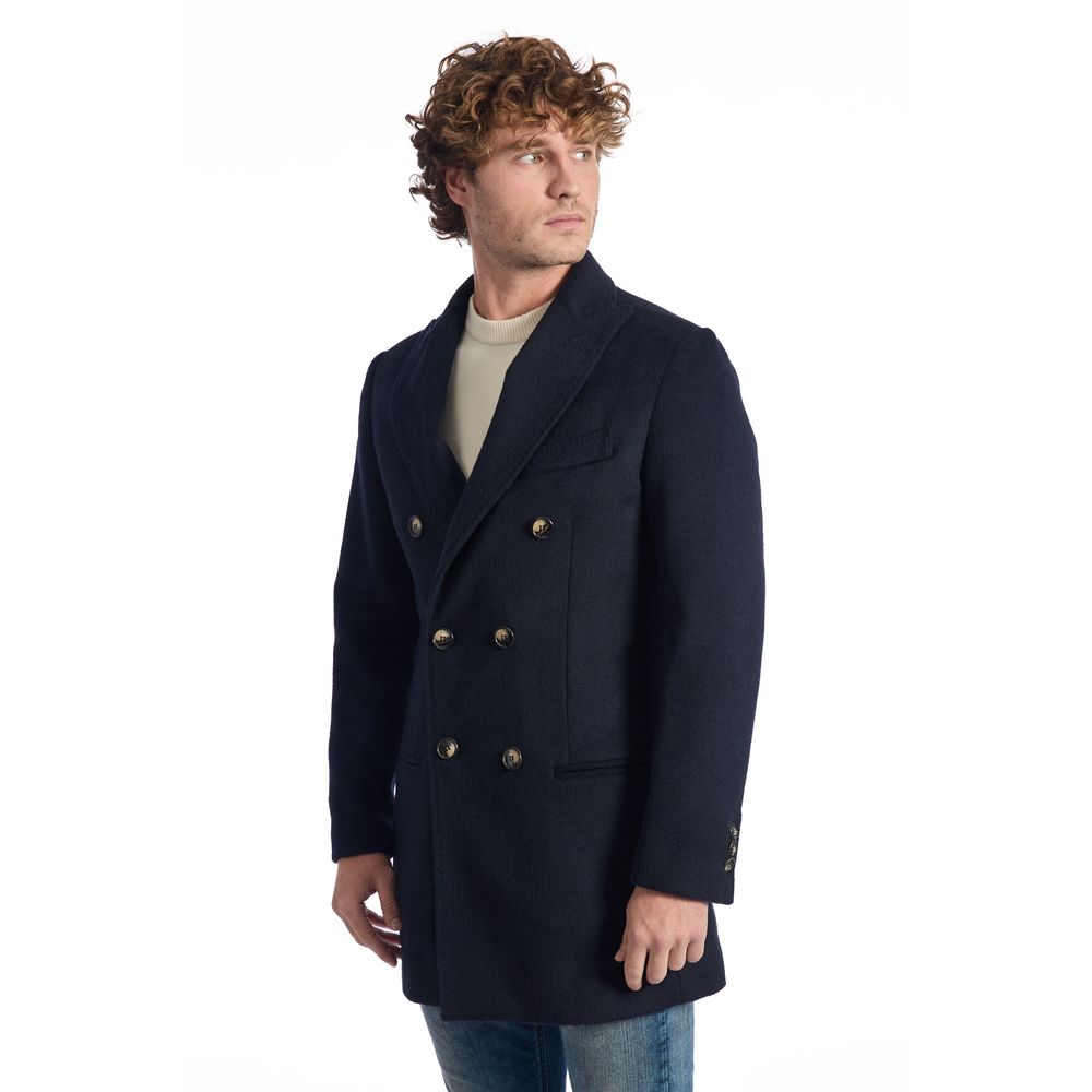 Blue Wool Men's Short Jacket Roberto Pepe Luxury