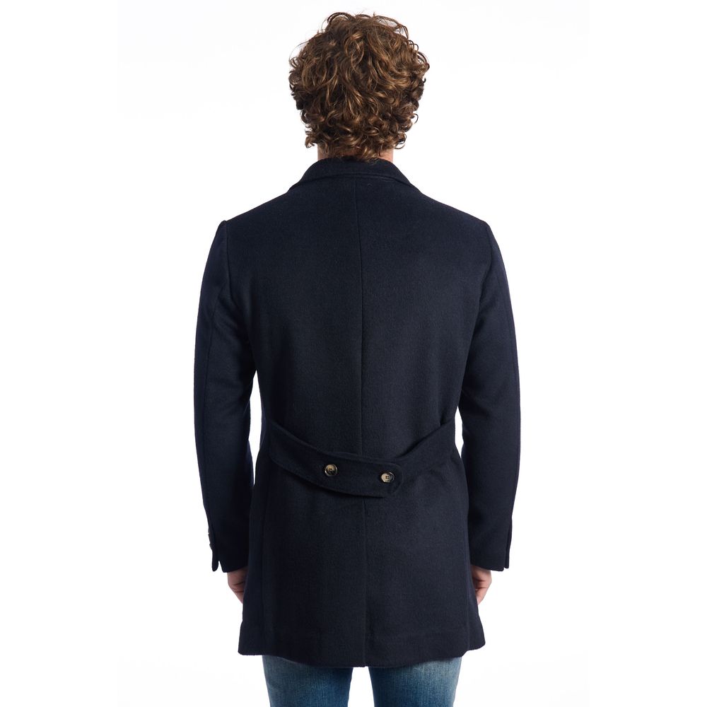 Blue Wool Men's Short Jacket Roberto Pepe Luxury