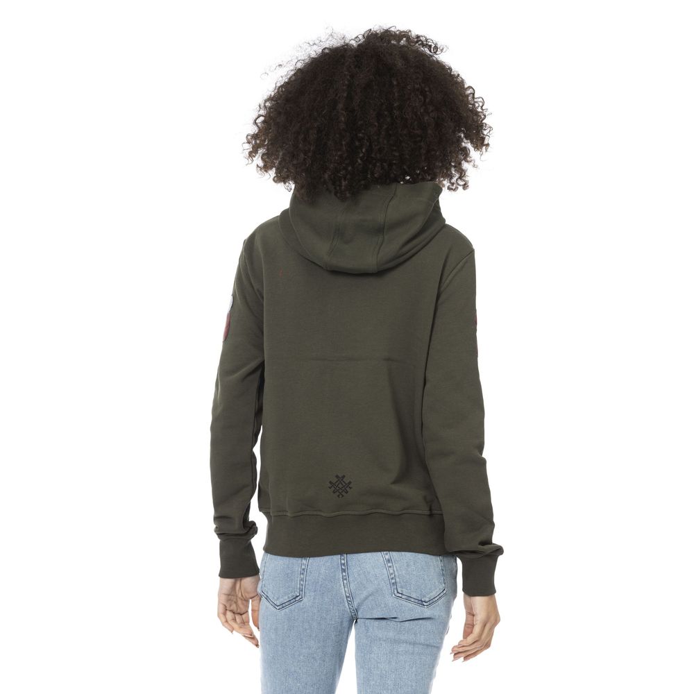 Green Cotton Women Hoodie Top Mr&Mrs Italy