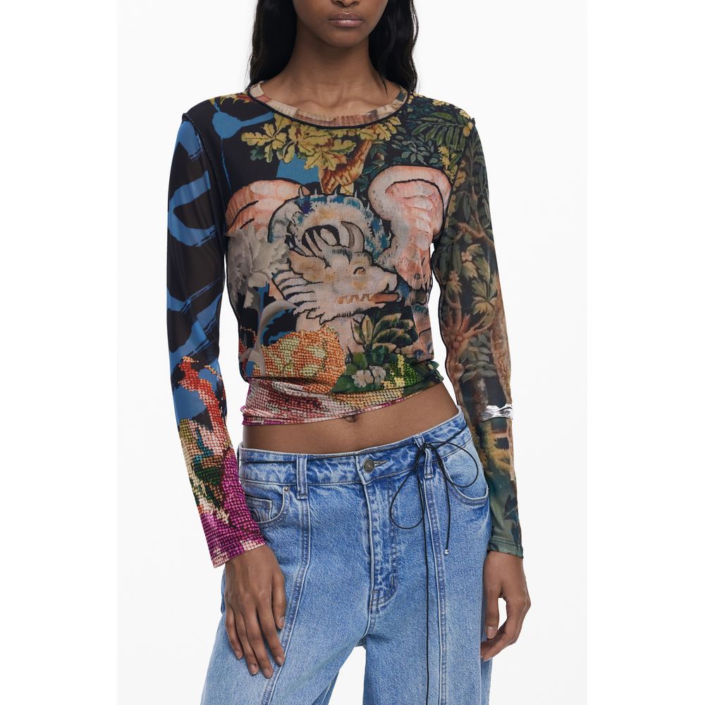 Black Polyester Women T-Shirt Desigual