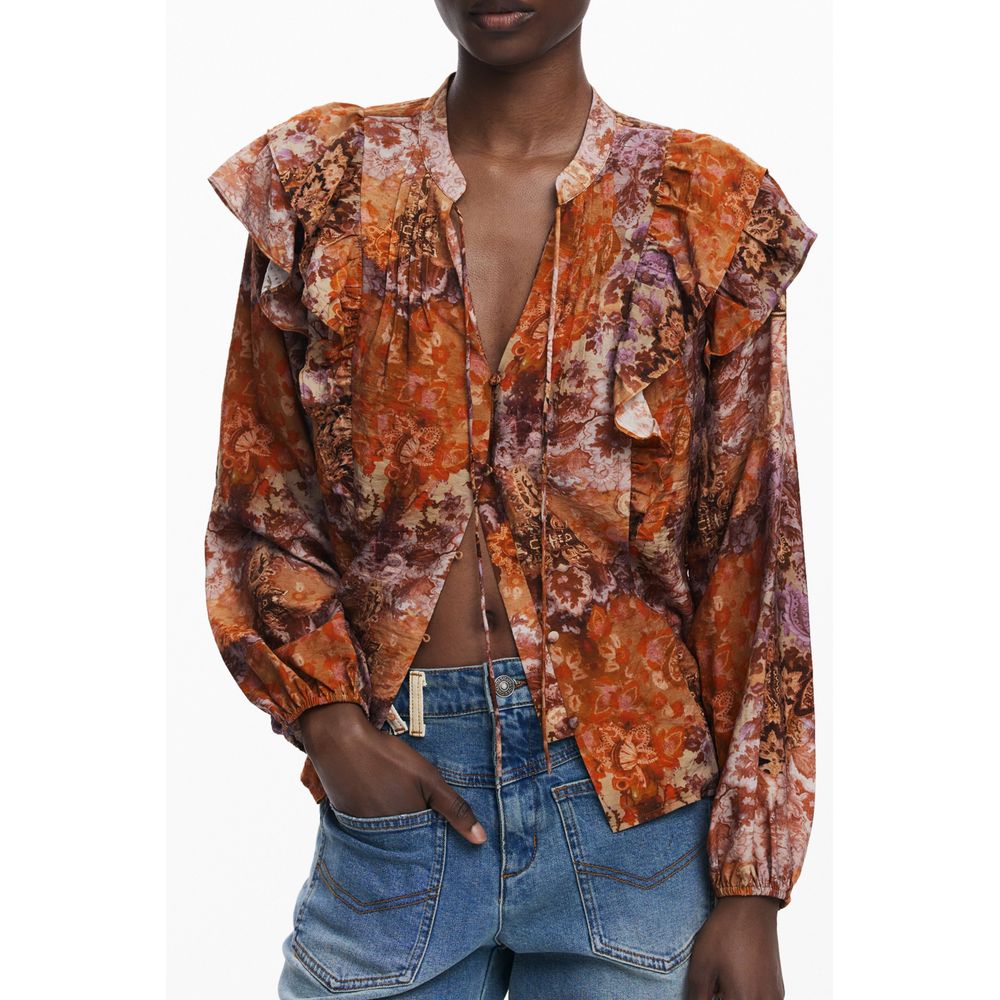 Orange Viscose Women Shirt Desigual