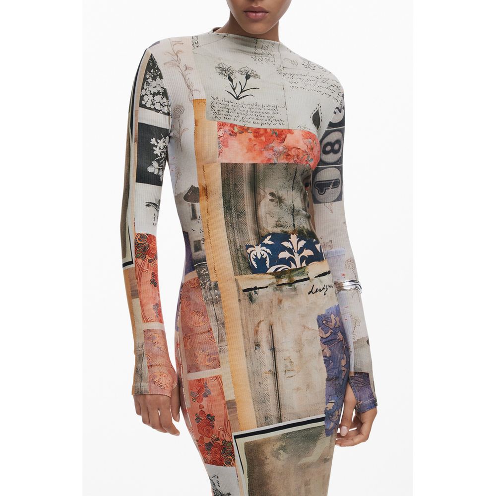 Beige Viscose Women Dress Desigual