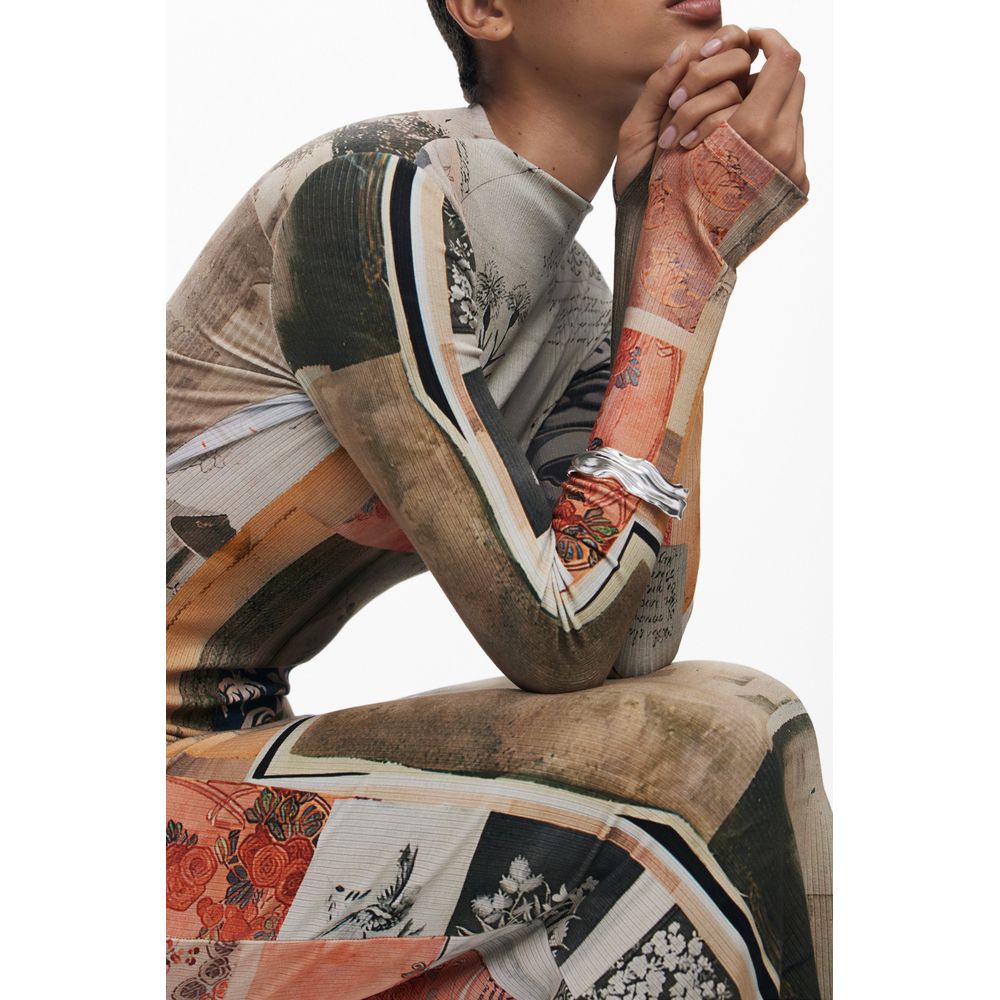 Beige Viscose Women Dress Desigual