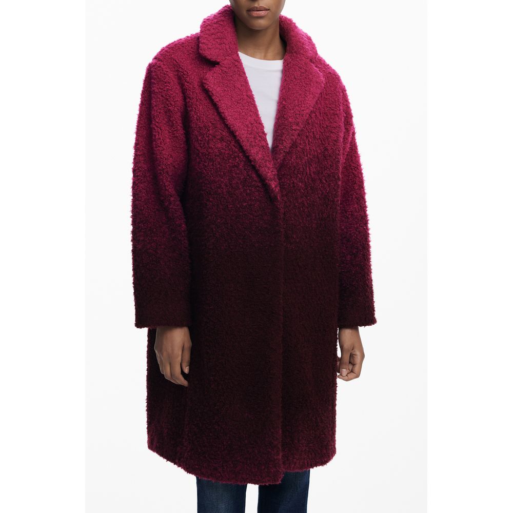Pink Wool Women Coat Desigual