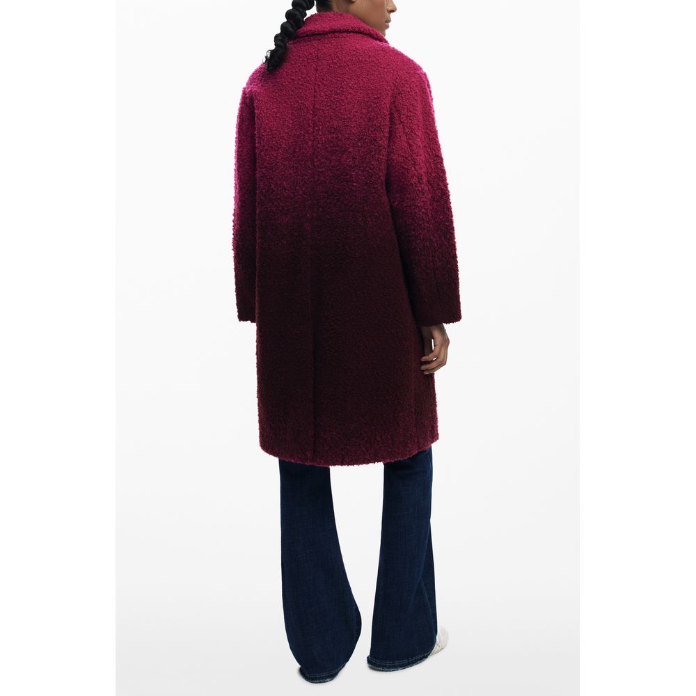 Pink Wool Women Coat Desigual