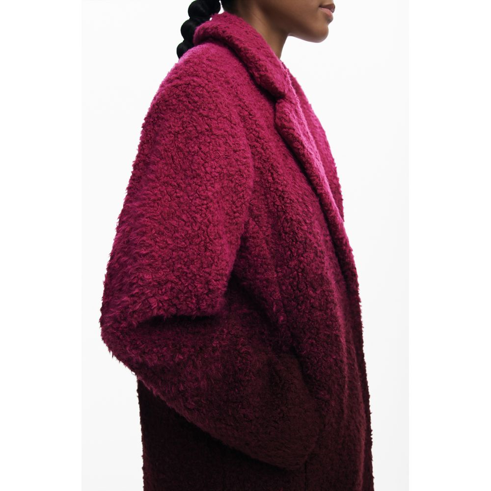 Pink Wool Women Coat Desigual