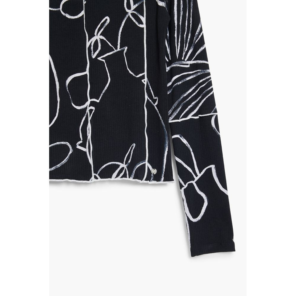 Black Elastane Women T-Shirt Desigual
