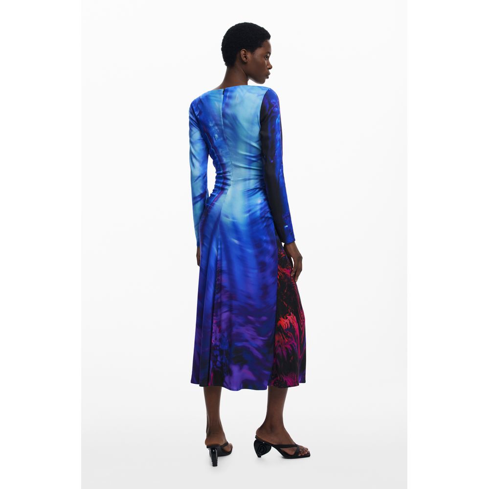 Blue Viscose Women Dress Desigual
