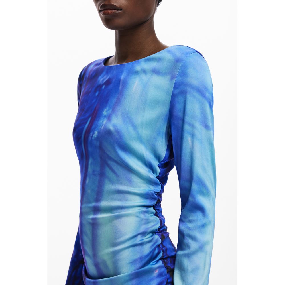 Blue Viscose Women Dress Desigual