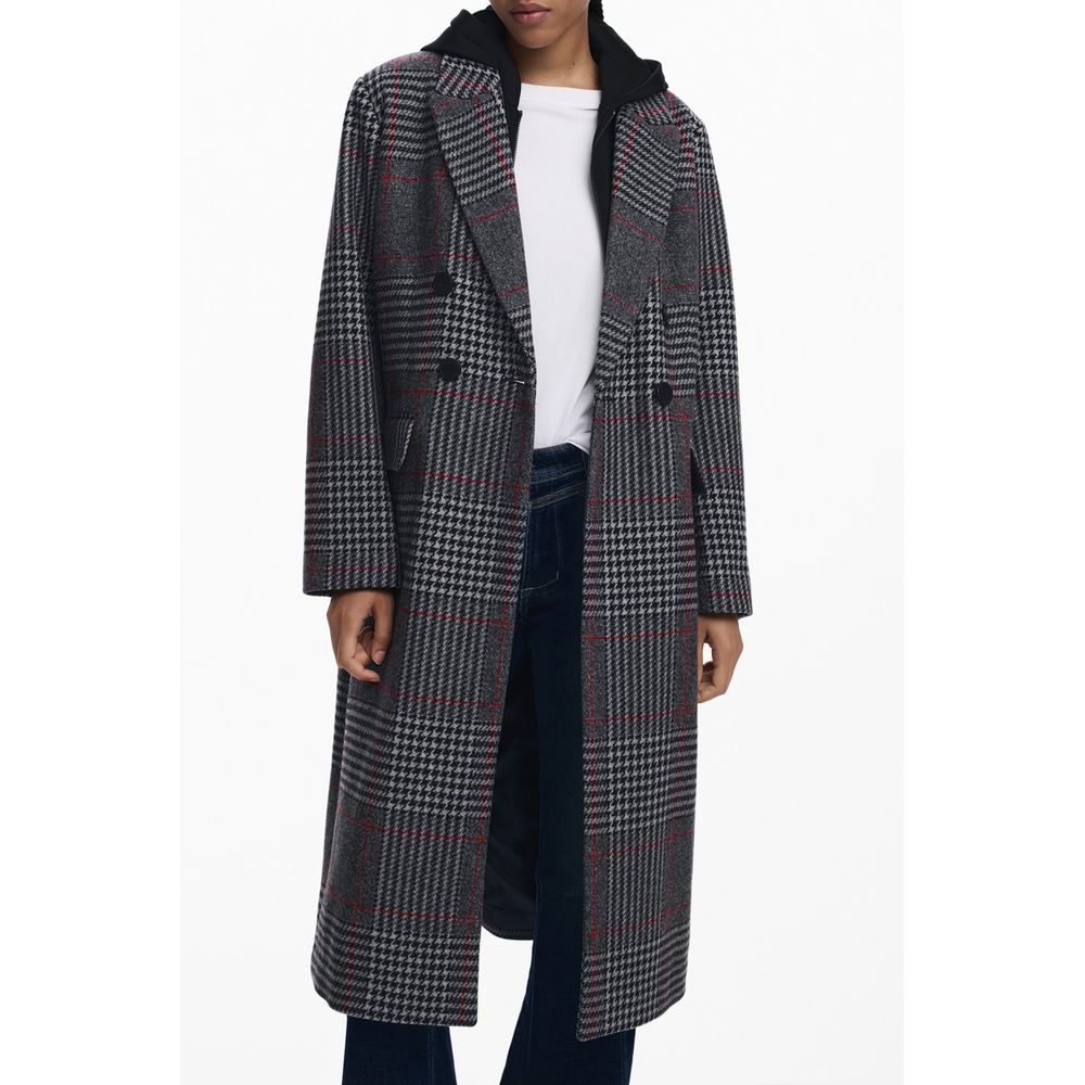 Gray Wool Women Coat Desigual