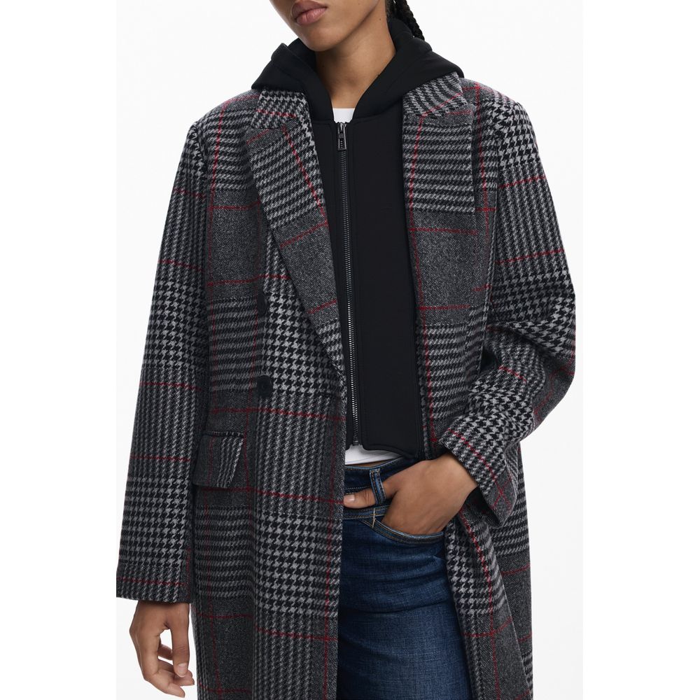 Gray Wool Women Coat Desigual