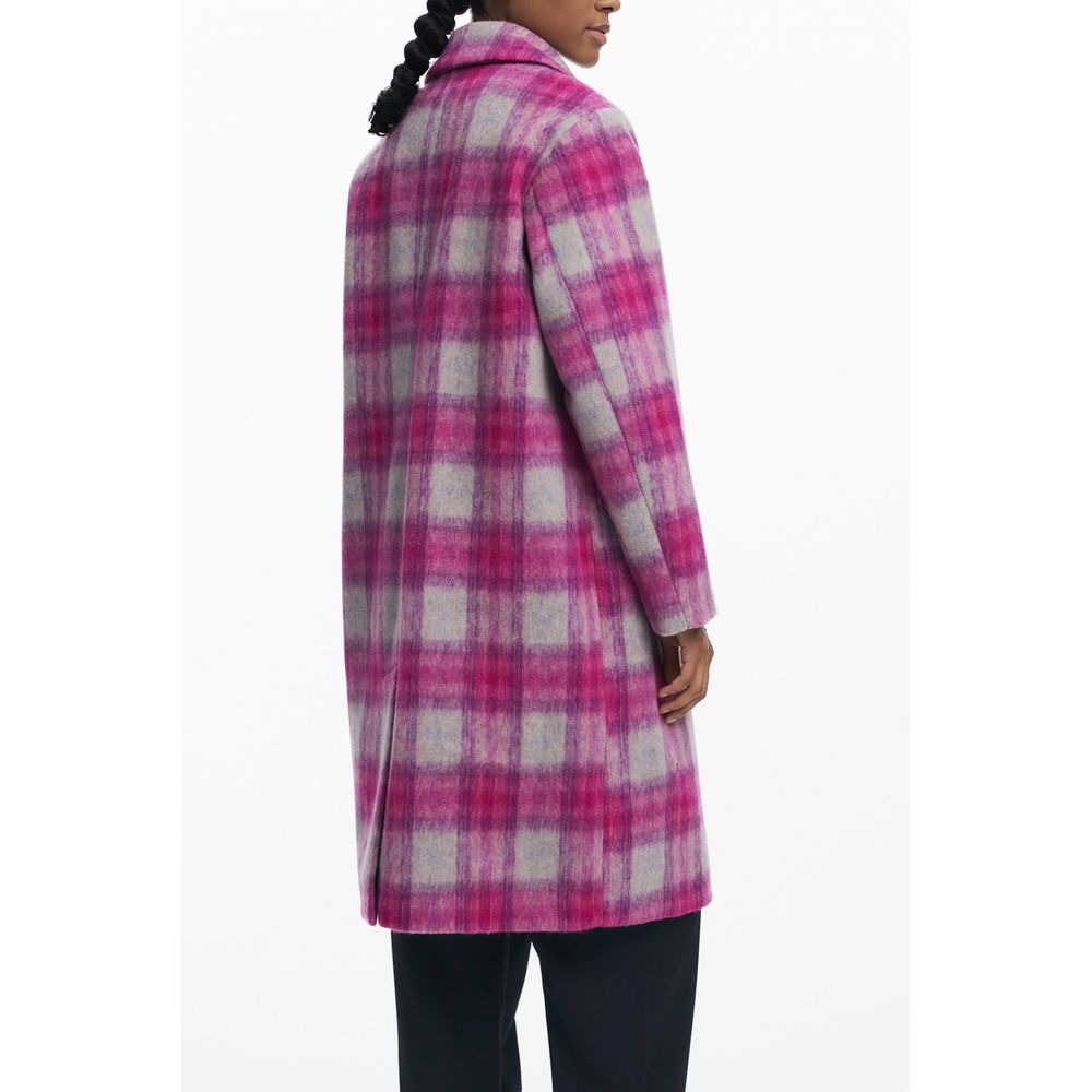 Pink Wool Women Coat Desigual