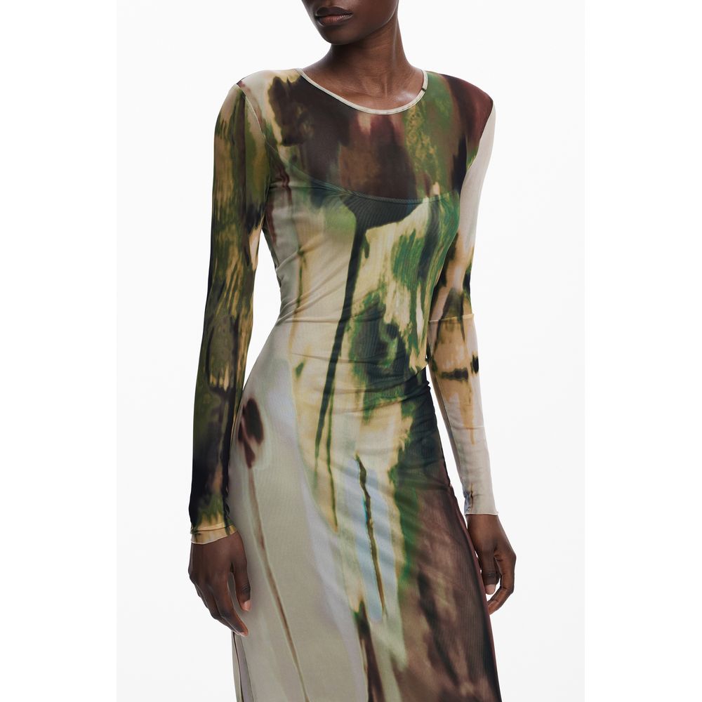 Green Polyester Women Dress Desigual