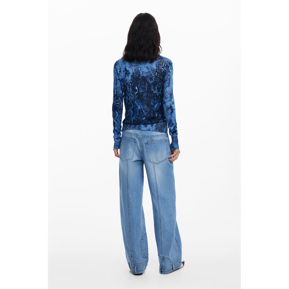 Blue Viscose Women Sweater Desigual