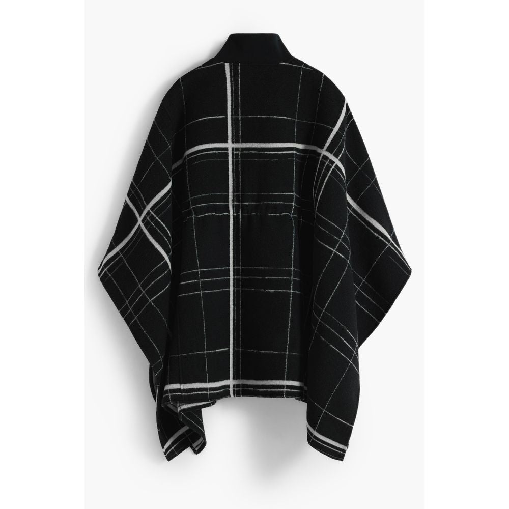Black Wool Women Poncho Desigual