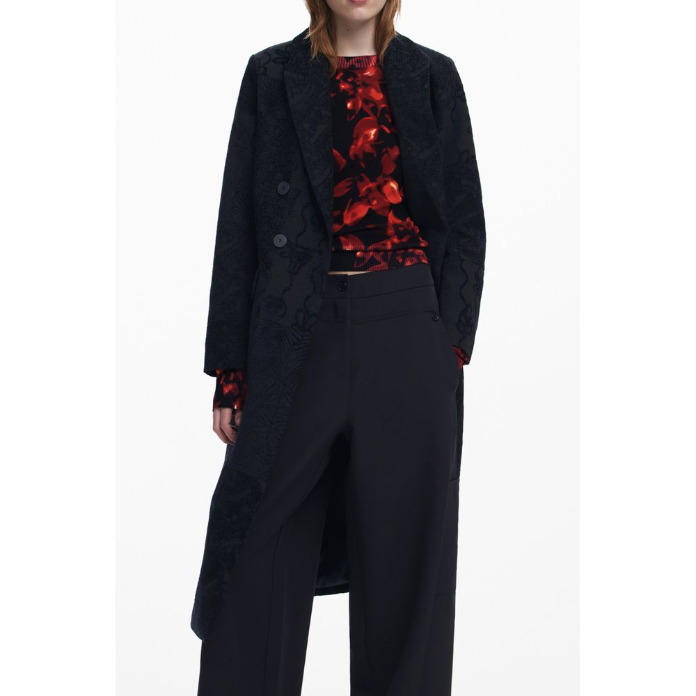 Black Polyester Women Coat Desigual