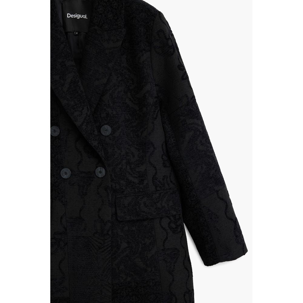 Black Polyester Women Coat Desigual