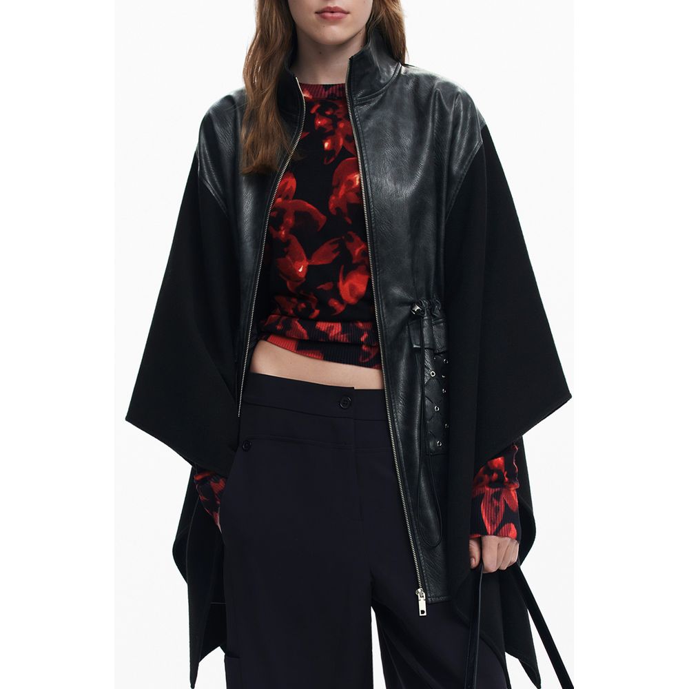 Black Polyester Women Poncho Desigual
