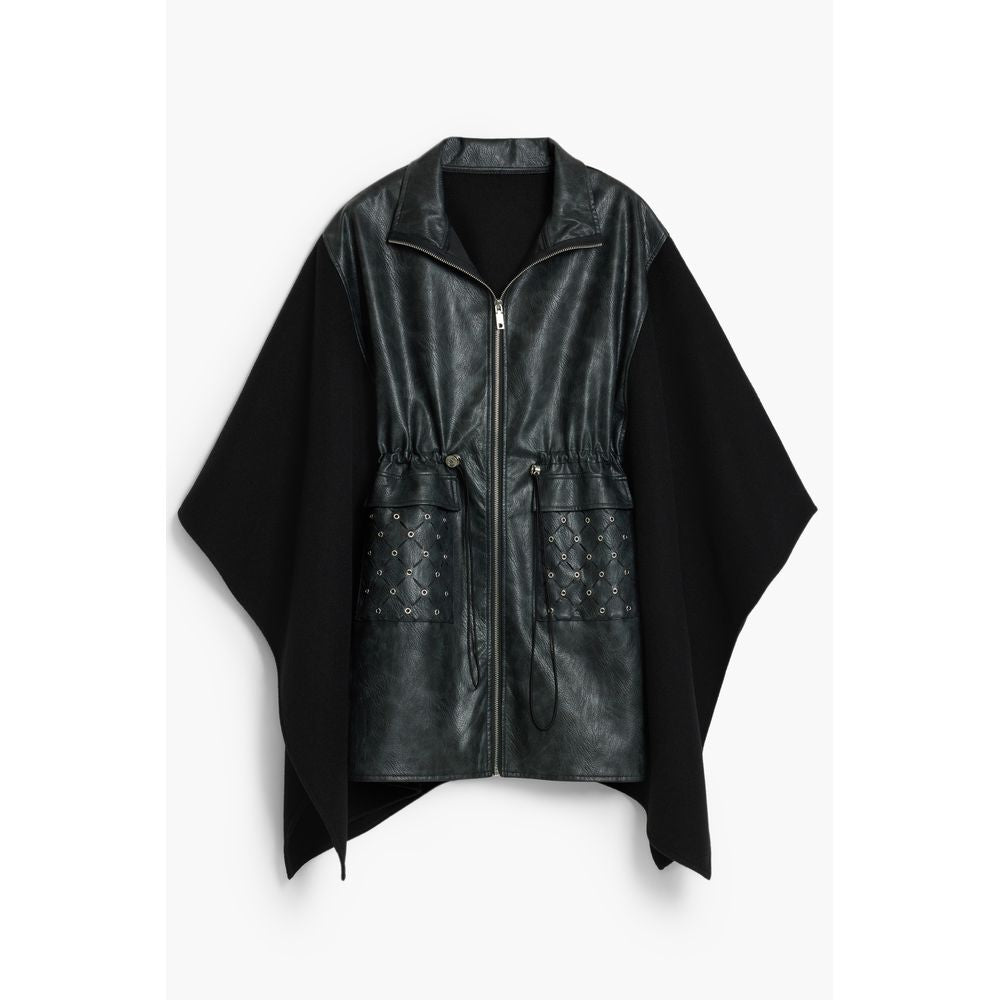 Black Polyester Women Poncho Desigual