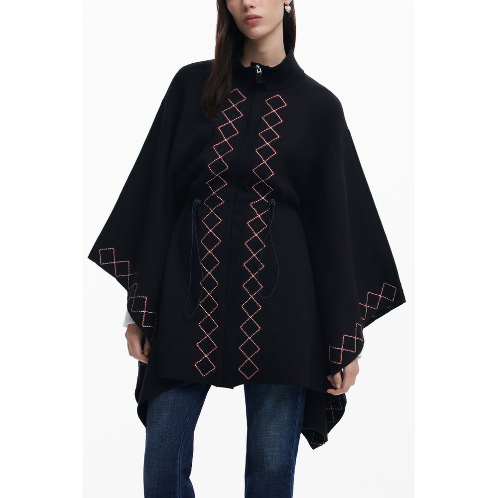 Black Polyester Women Poncho Desigual