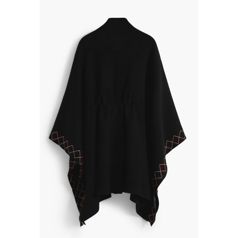 Black Polyester Women Poncho Desigual