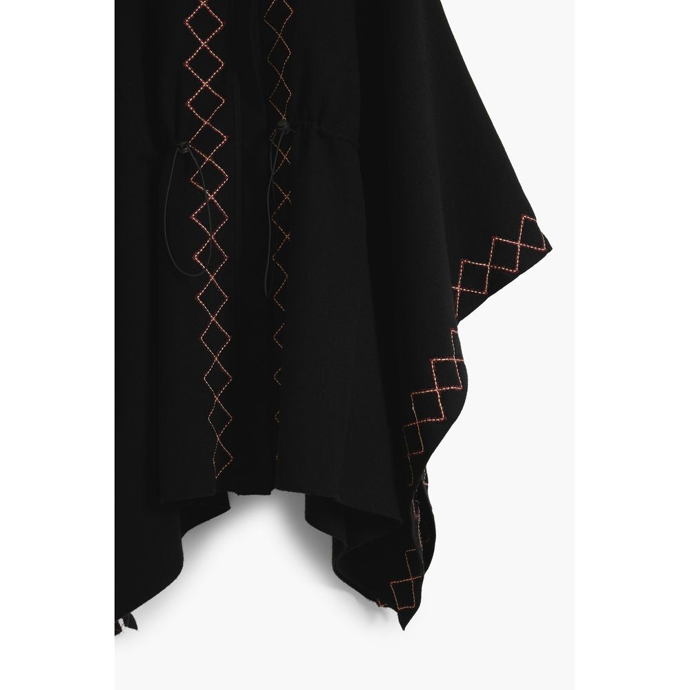 Black Polyester Women Poncho Desigual