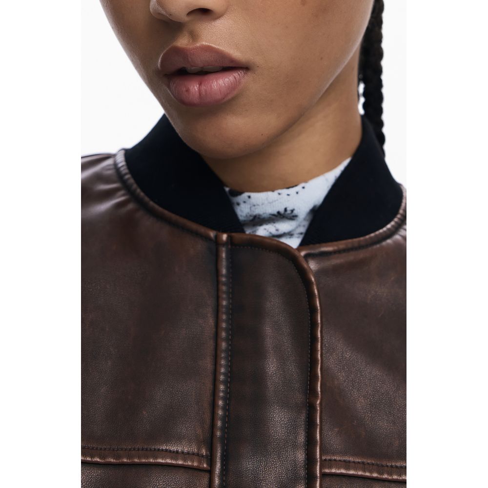 Brown Polyethylene Women Poncho Desigual
