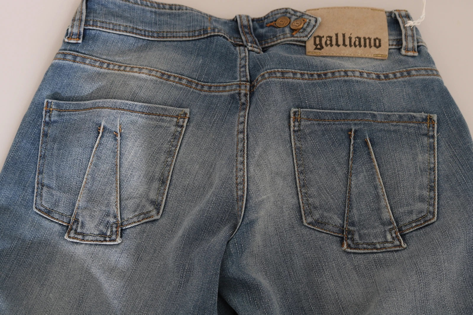 Blue Washed Mid Waist Skinny Casual Denim Pants John Galliano