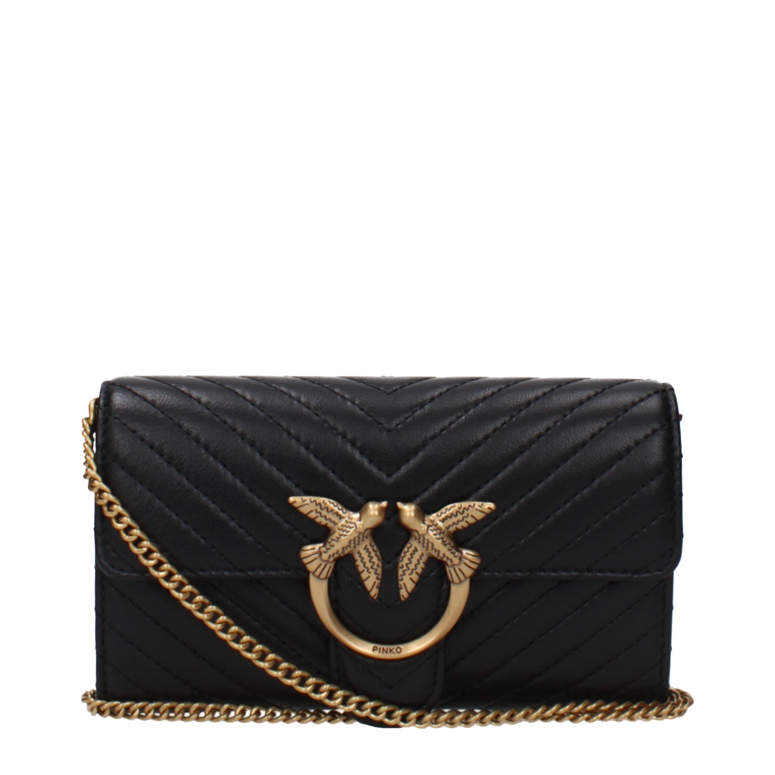 Black Leather Clutch Bags PINKO