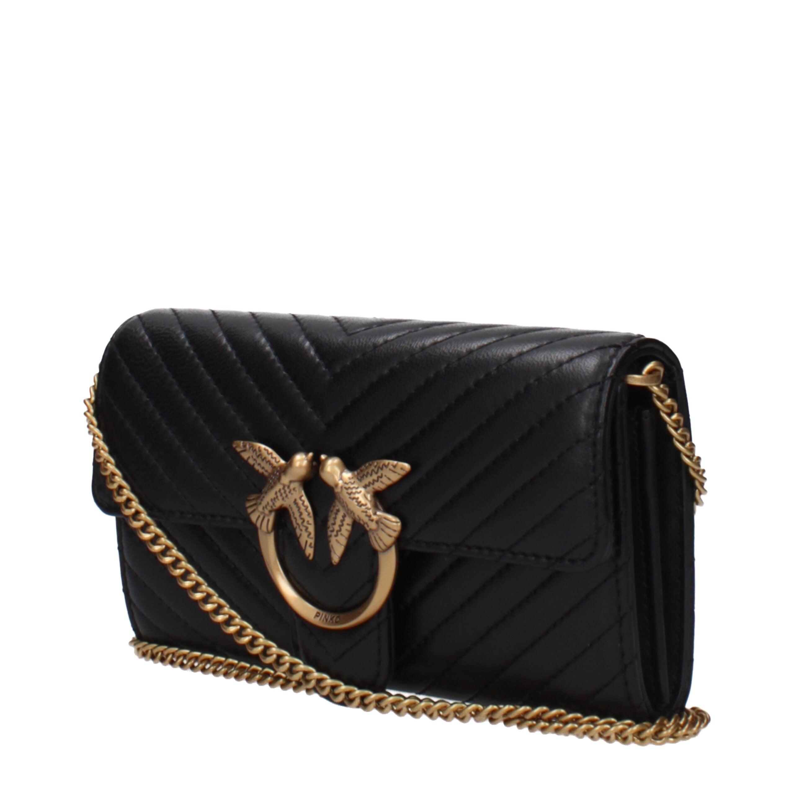 Black Leather Clutch Bags PINKO