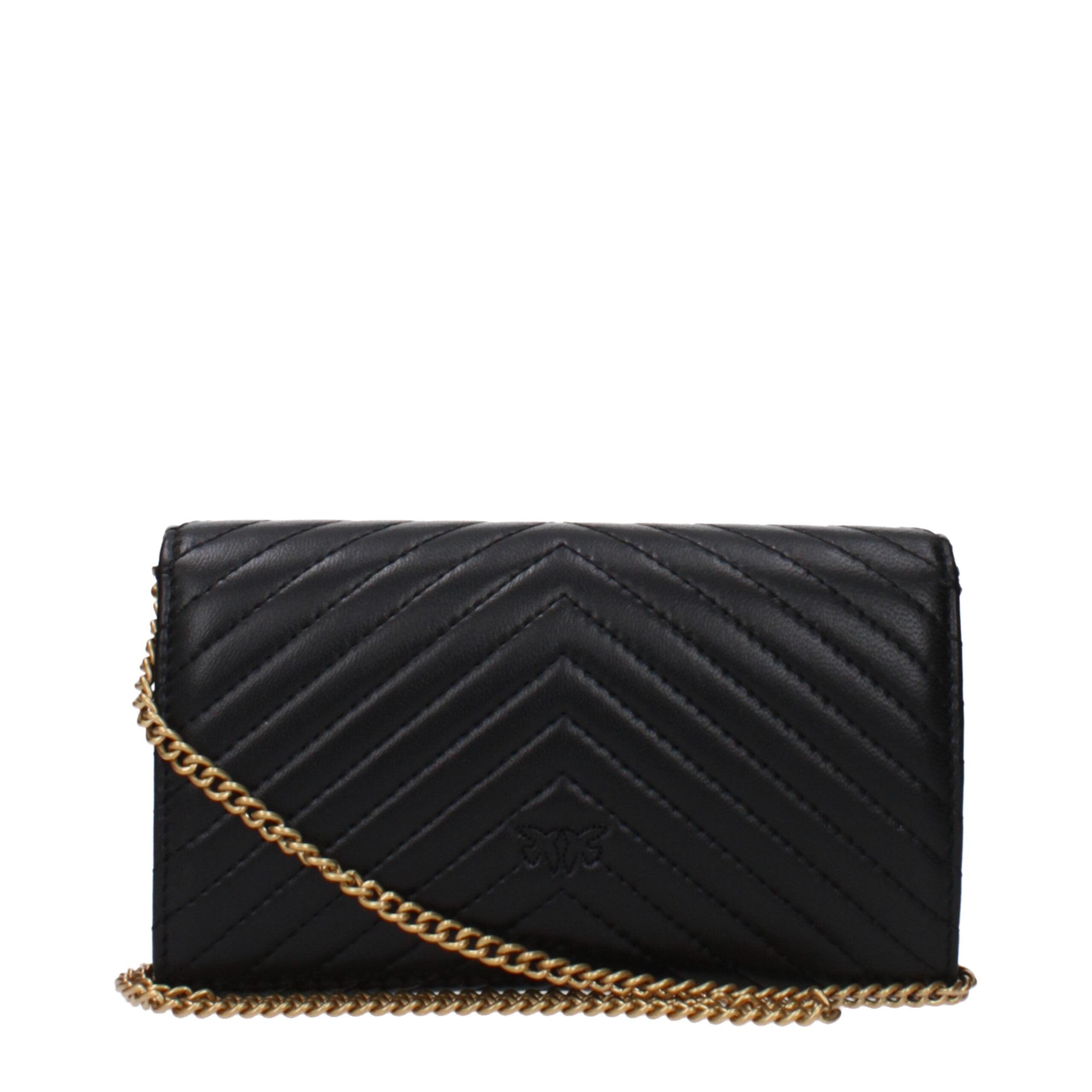 Black Leather Clutch Bags PINKO