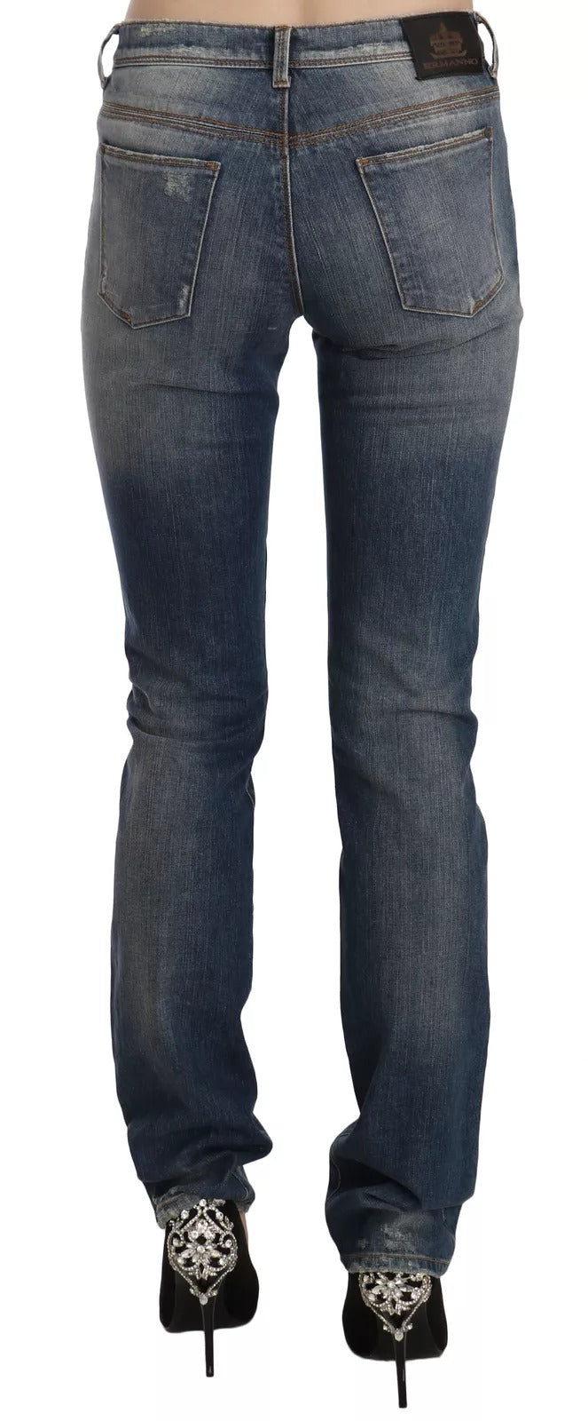 Blue Washed Boot Cut Casual Denim Pants Jeans Ermanno Scervino