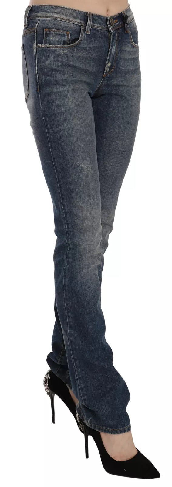 Blue Washed Boot Cut Casual Denim Pants Jeans Ermanno Scervino