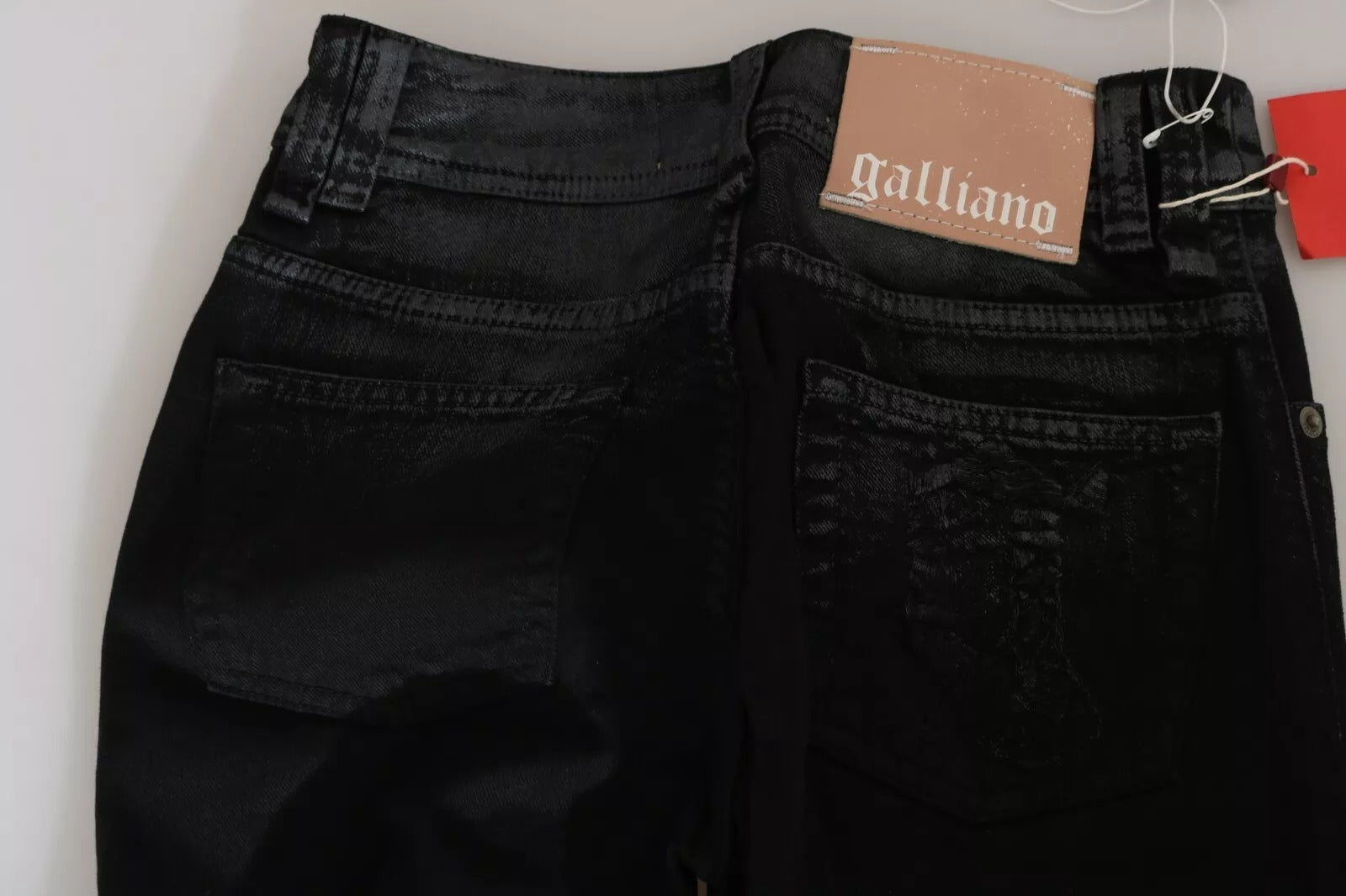 Black Washed High Waist Flared Denim Casual Pants Jeans John Galliano