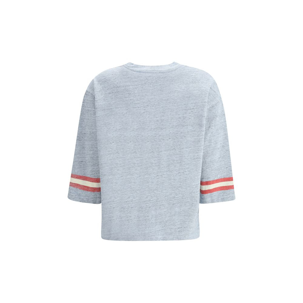 Cotton melange 3/4 sleeve T-shirt Ganni