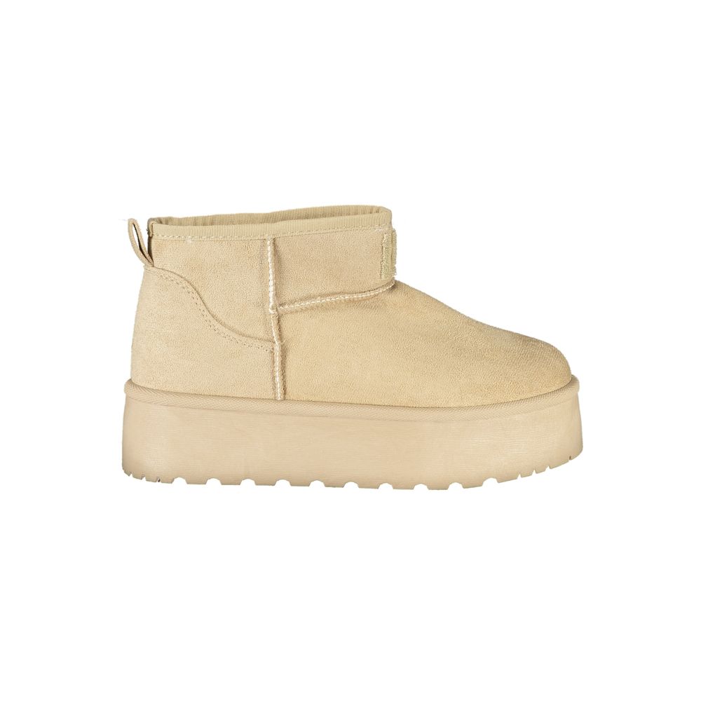 Beige Polyester Women Boot Laura Biagiotti
