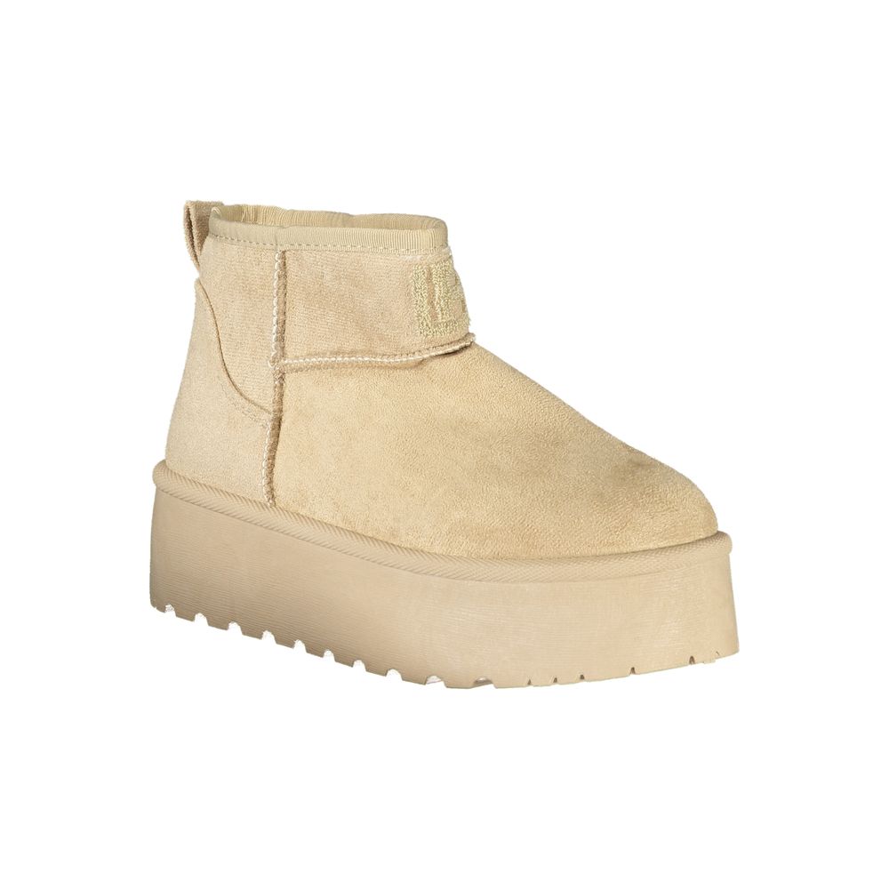 Beige Polyester Women Boot Laura Biagiotti