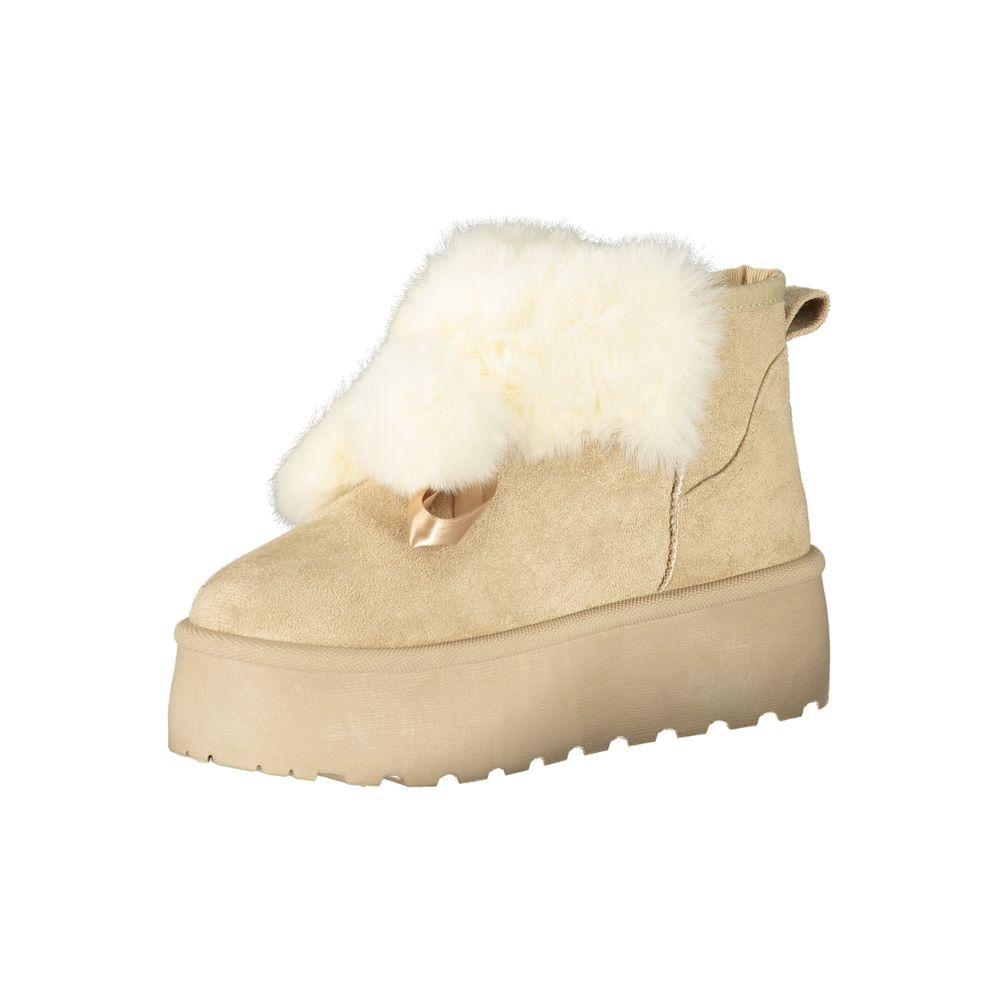Beige Polyester Women Boot Laura Biagiotti