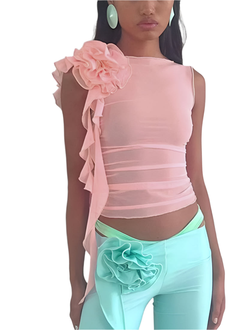 Ruby-Lee Ruffled Fitted Top tops kakaclo